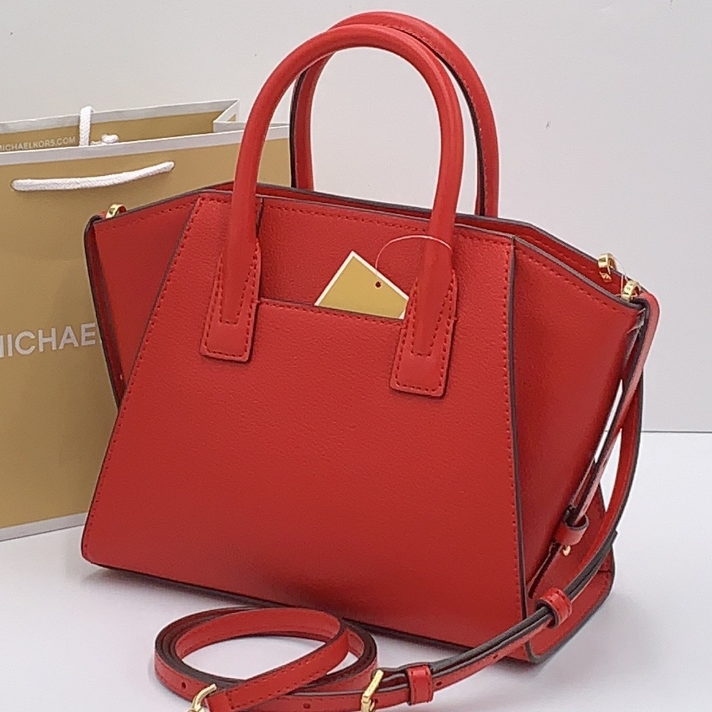 Michael Kors Avril Small Leather Top-Zip Satchel Flame color - Picture 2 of 16